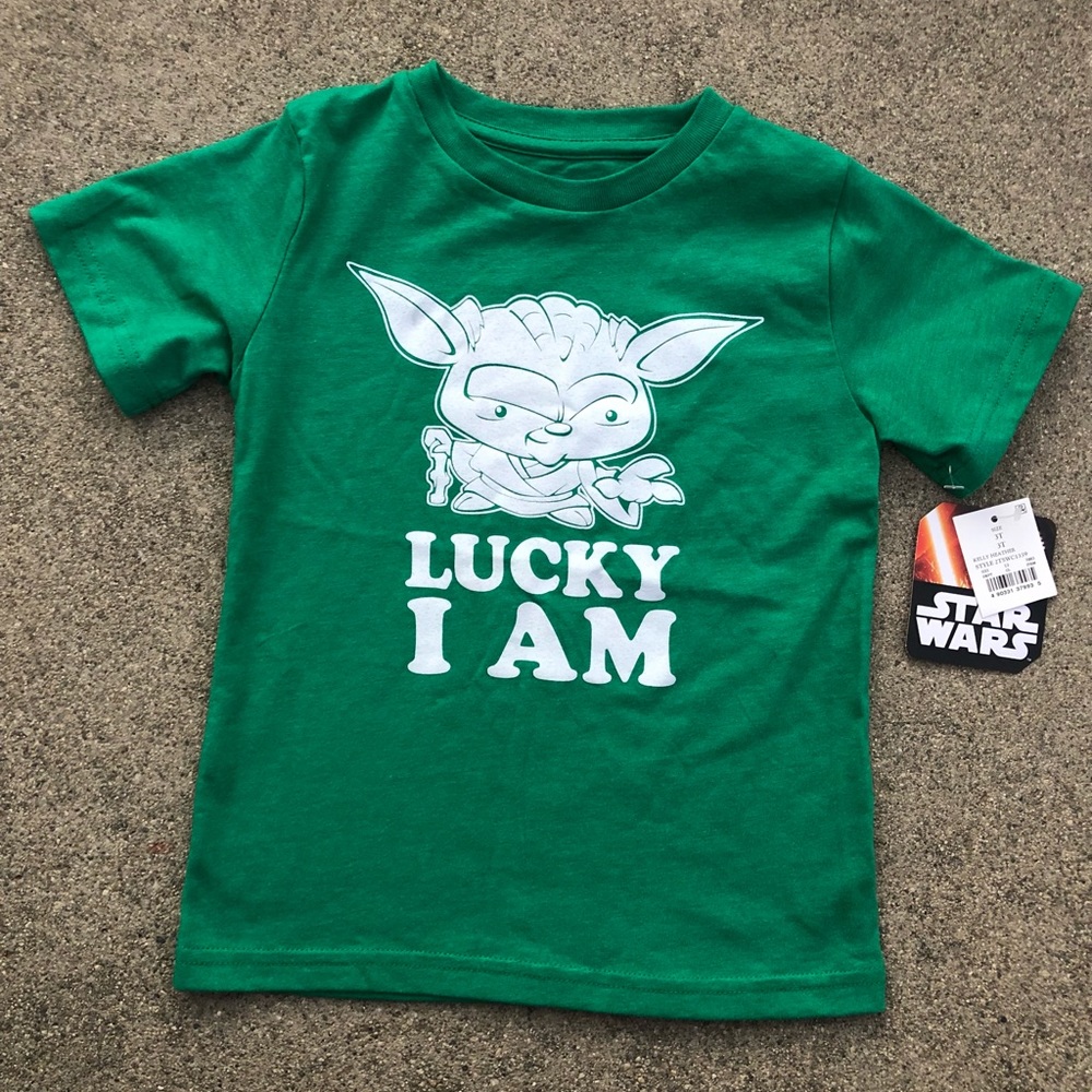 Disney- Star Wars Yoda “Lucky I am” Green shirt Toddler 3T